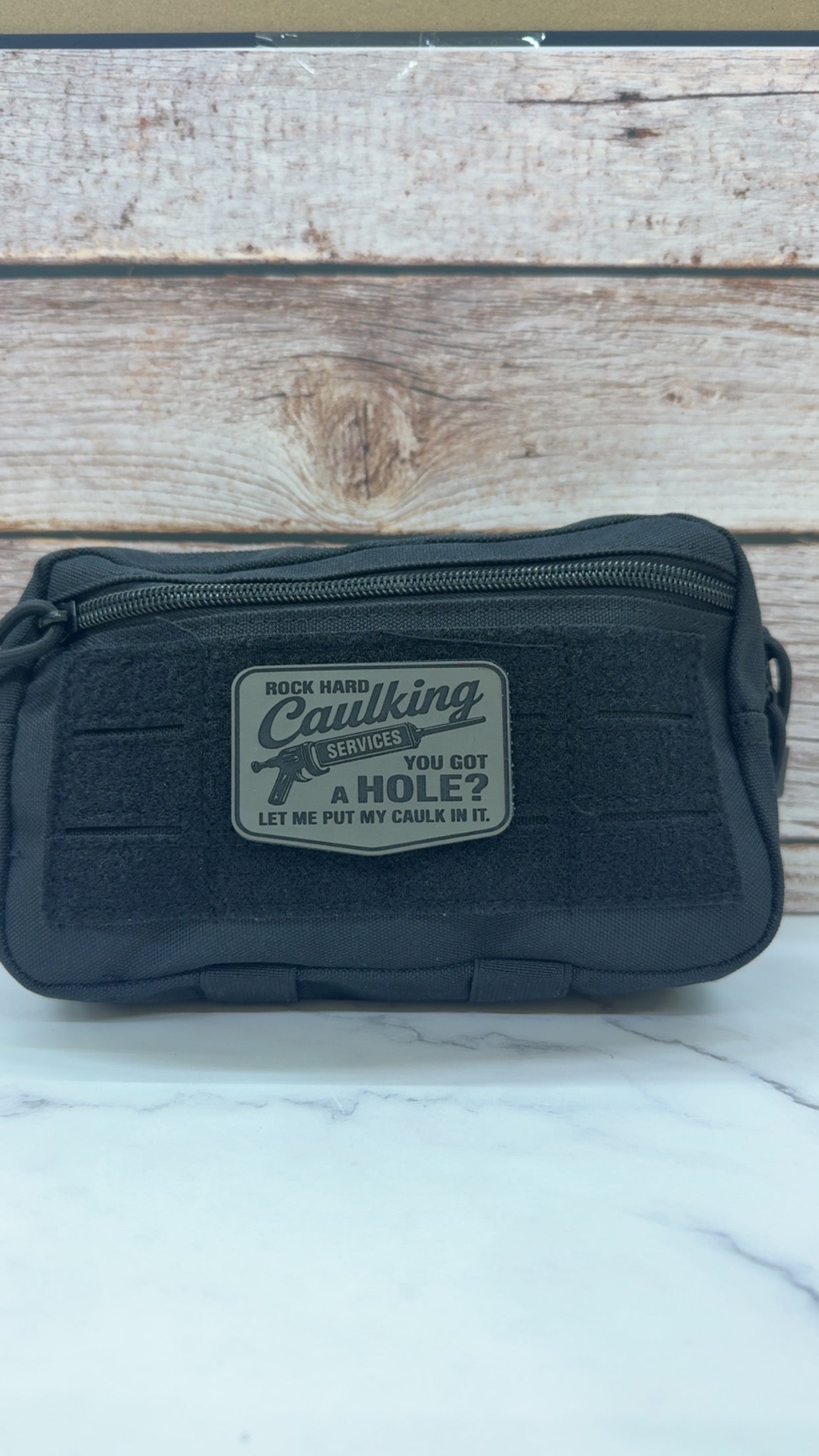 Rock Hard Caulking Services Funny Morale Patch | Made in USA | VELCRO® Brand Hook Backing