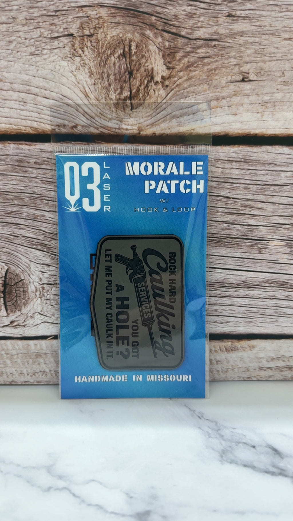 Rock Hard Caulking Services Funny Morale Patch | Made in USA | VELCRO® Brand Hook Backing