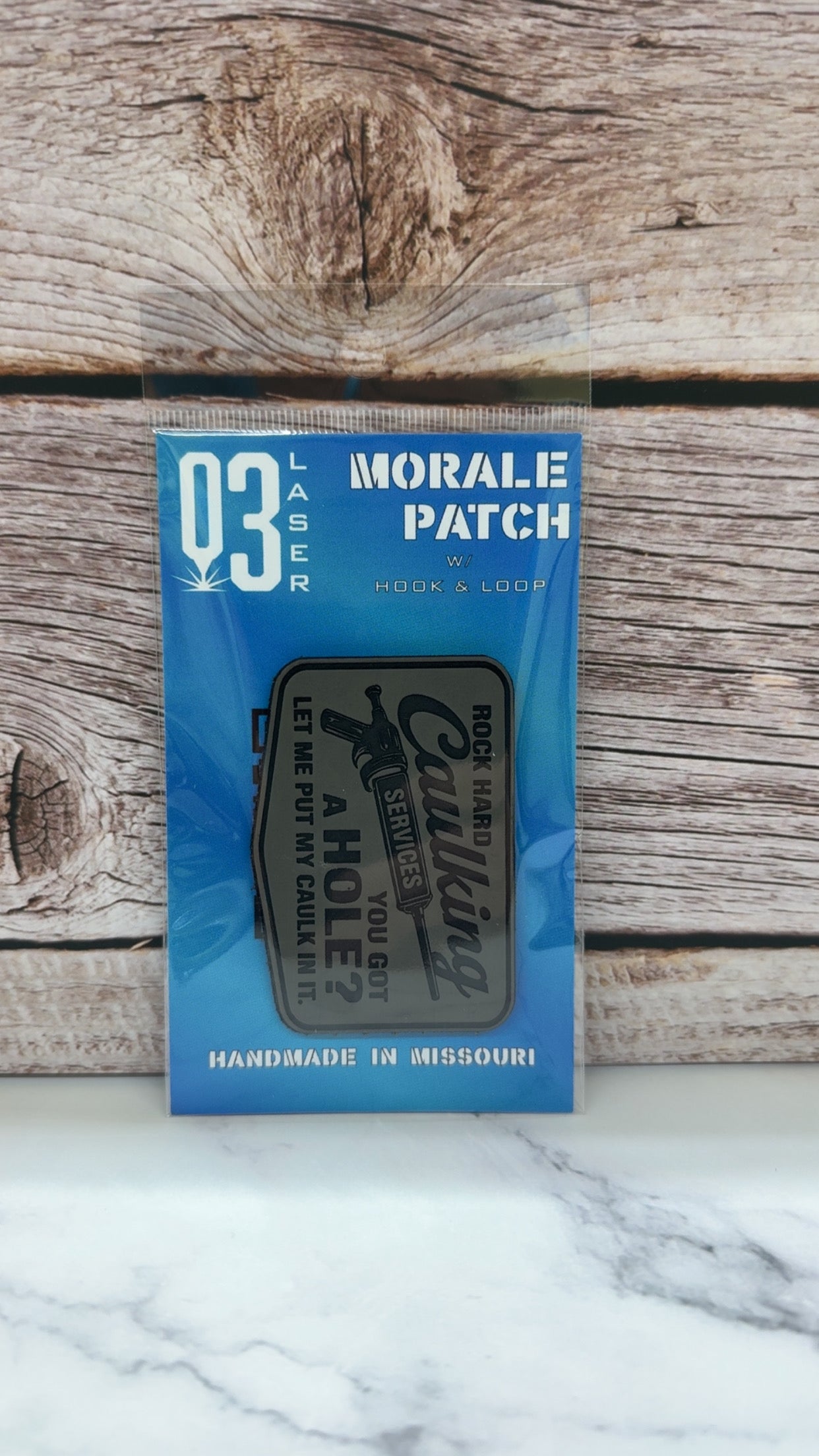 Rock Hard Caulking Services Funny Morale Patch | Made in USA | VELCRO® Brand Hook Backing