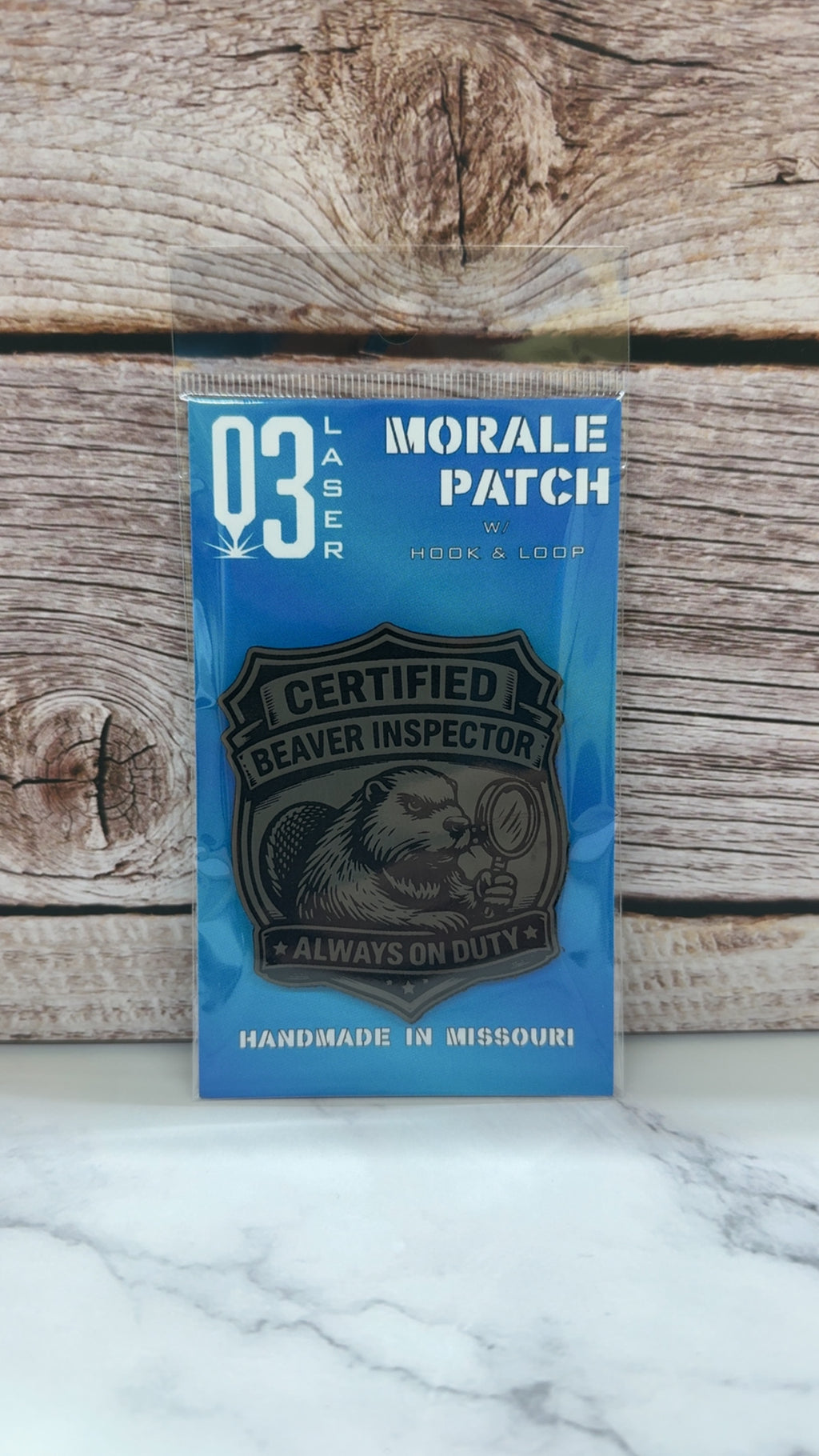 Certified Beaver Inspector Funny Morale Patch | Made in USA | VELCRO® Brand Hook Backing
