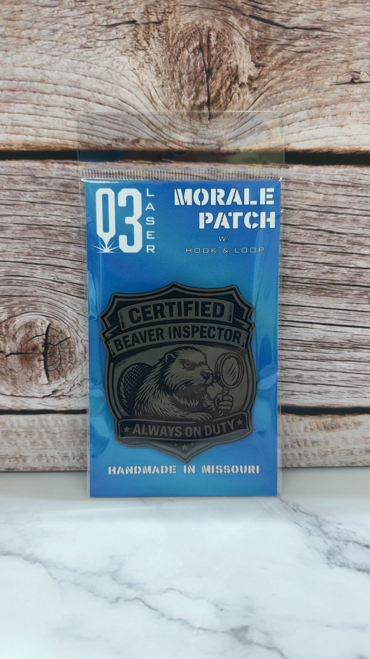 Certified Beaver Inspector Funny Morale Patch | Made in USA | VELCRO® Brand Hook Backing