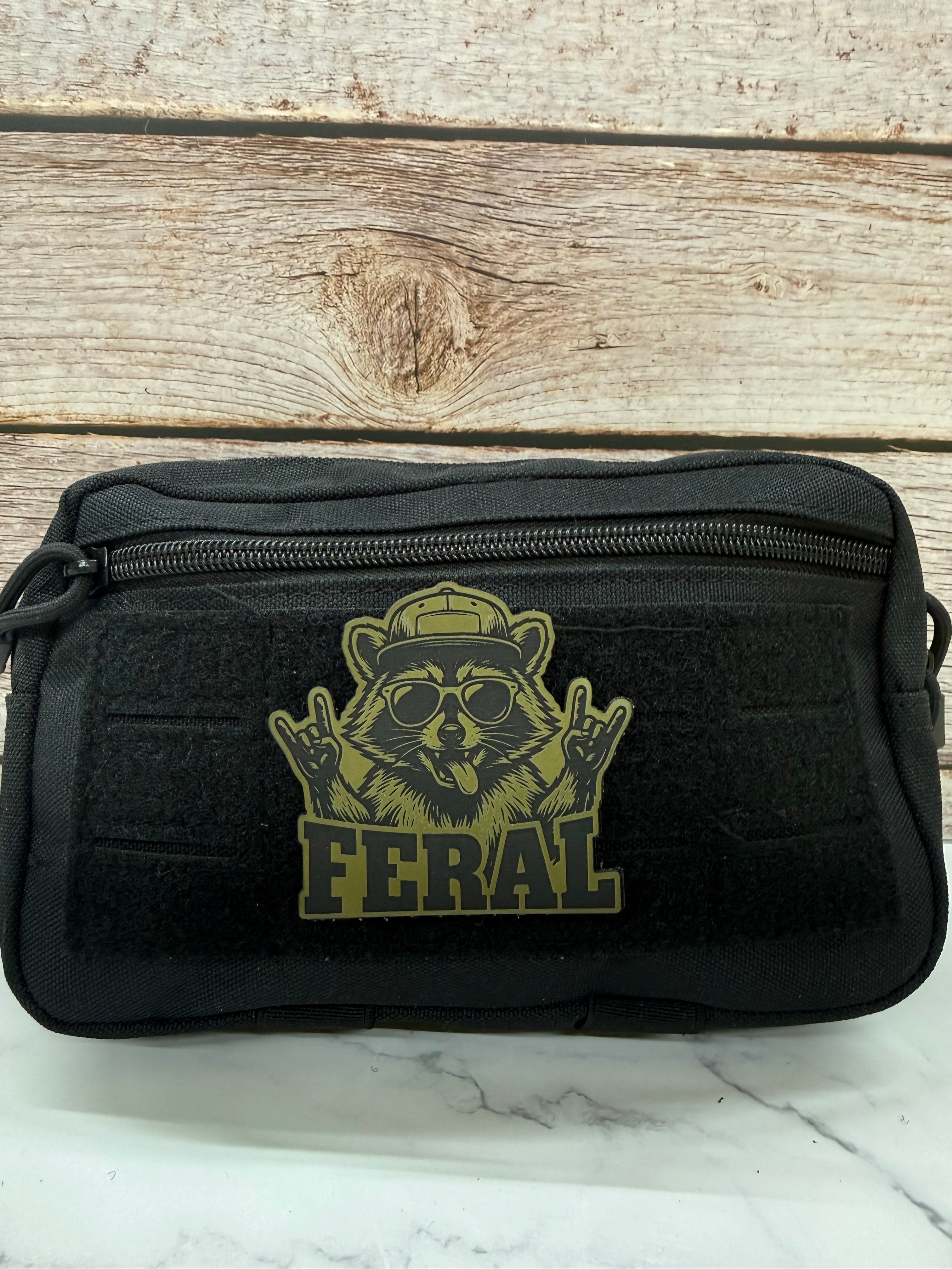 Feral Raccoon Funny Morale Patch | Made in USA | VELCRO® Brand Hook Backing
