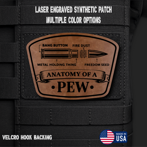 Anatomy of a Pew Funny Morale Patch | Made in USA | VELCRO® Brand Hook Backing