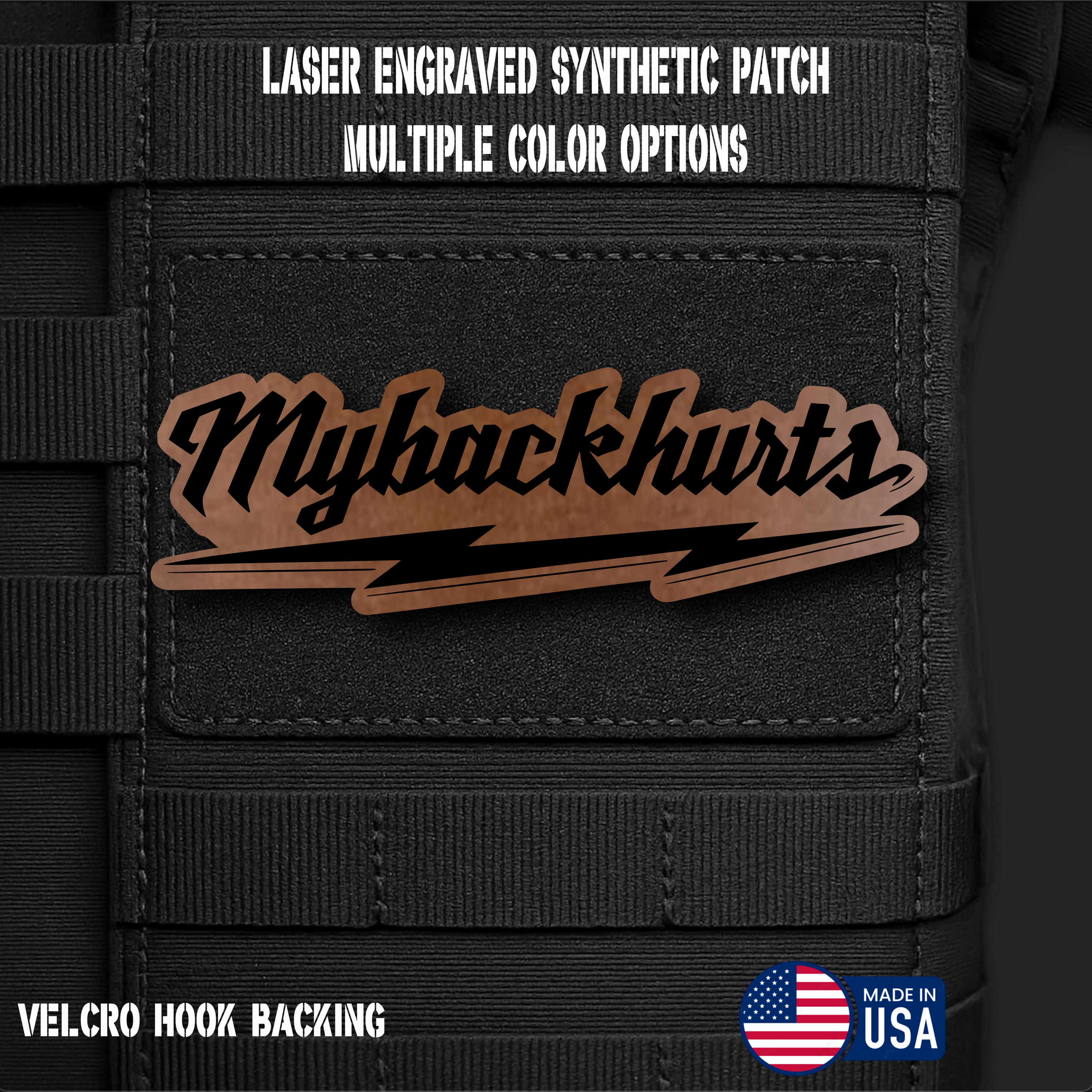 My Back Hurts Funny Morale Patch | Made in USA | VELCRO® Brand Hook Backing
