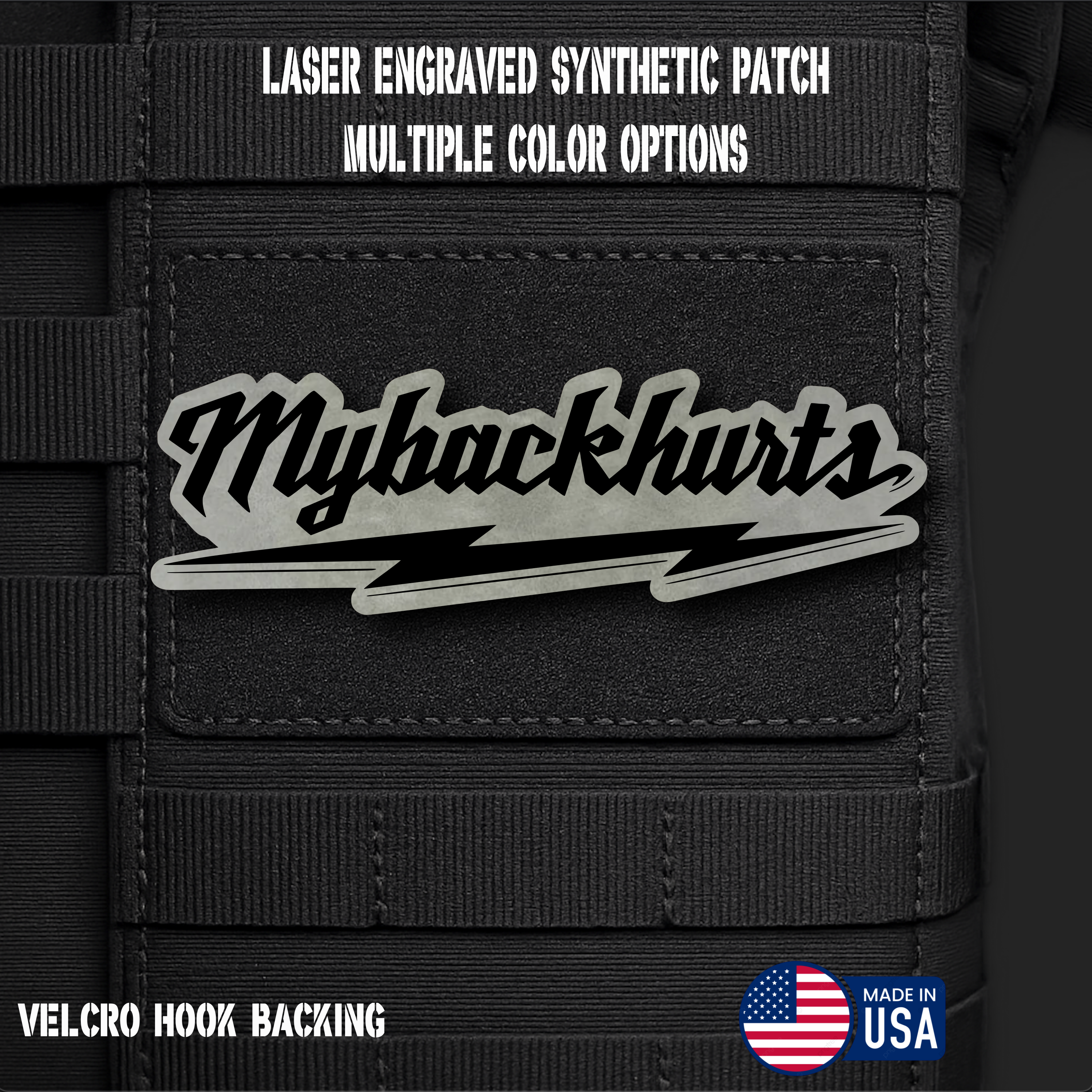 My Back Hurts Funny Morale Patch | Made in USA | VELCRO® Brand Hook Backing