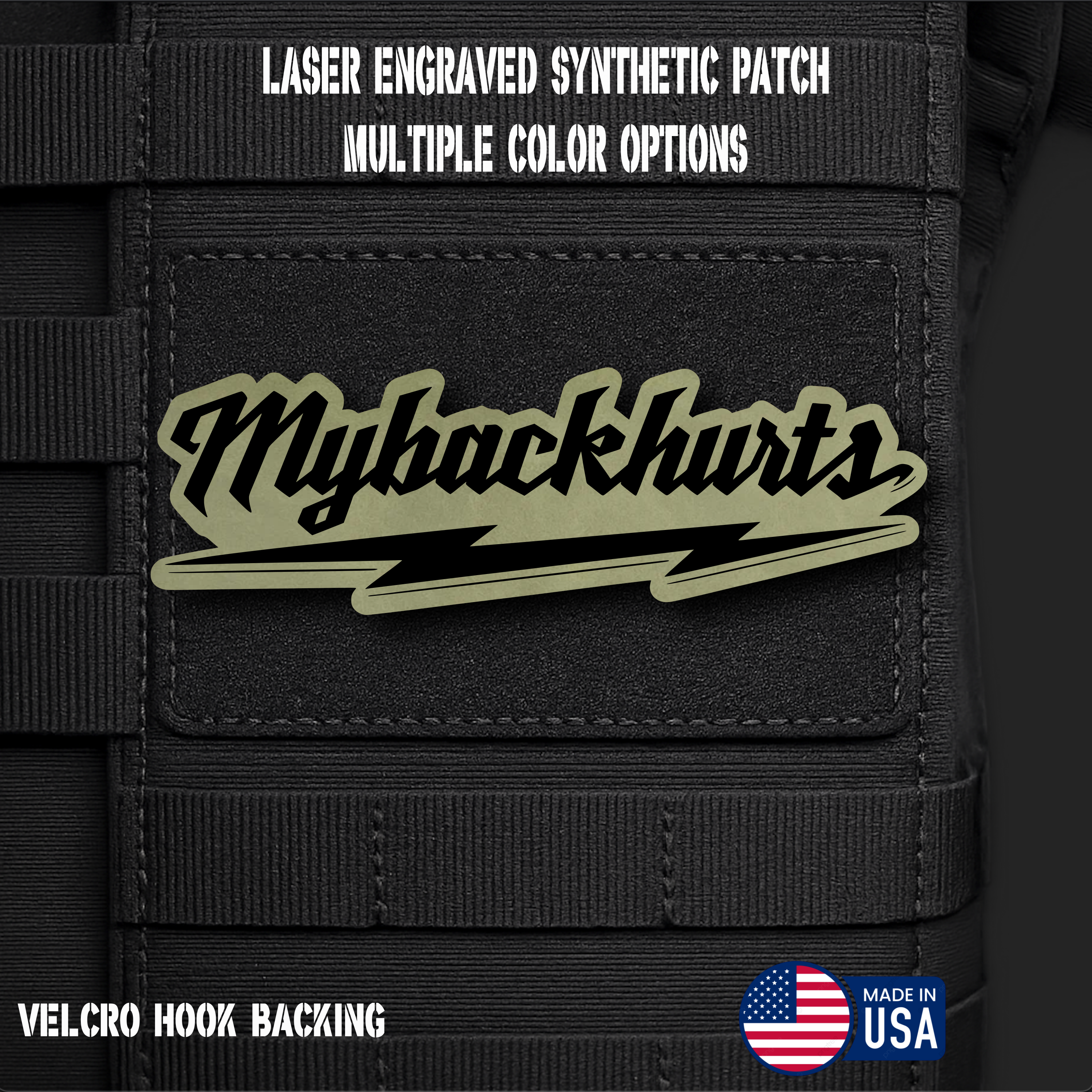 My Back Hurts Funny Morale Patch | Made in USA | VELCRO® Brand Hook Backing