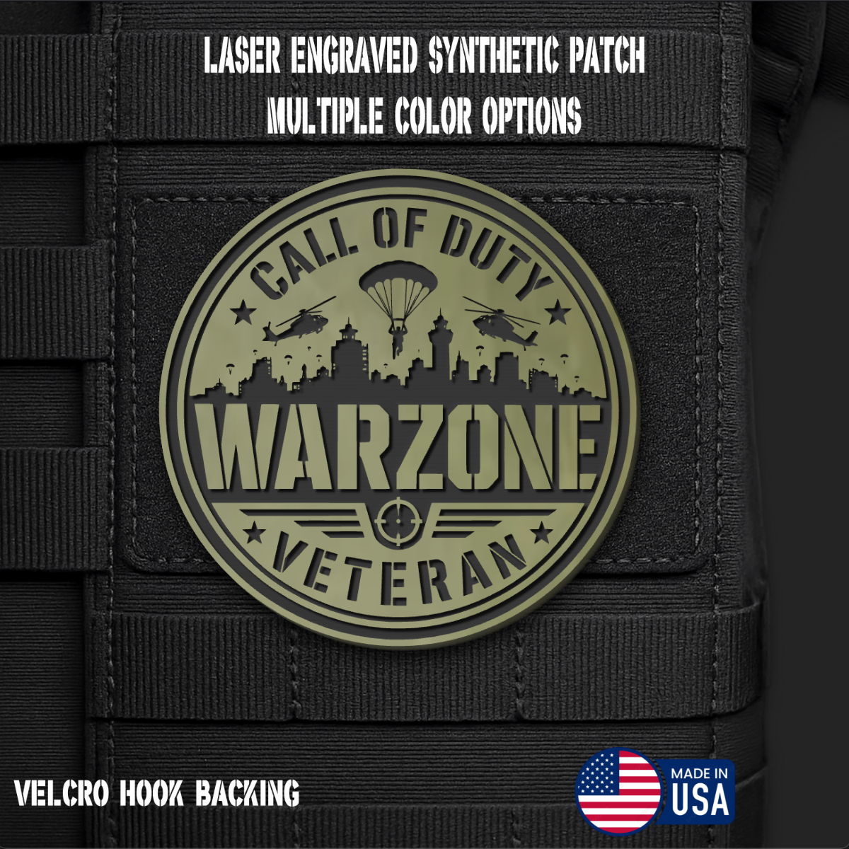 Call of Duty Warzone Veteran Morale Patch | Made in USA | VELCRO® Brand Hook Backing
