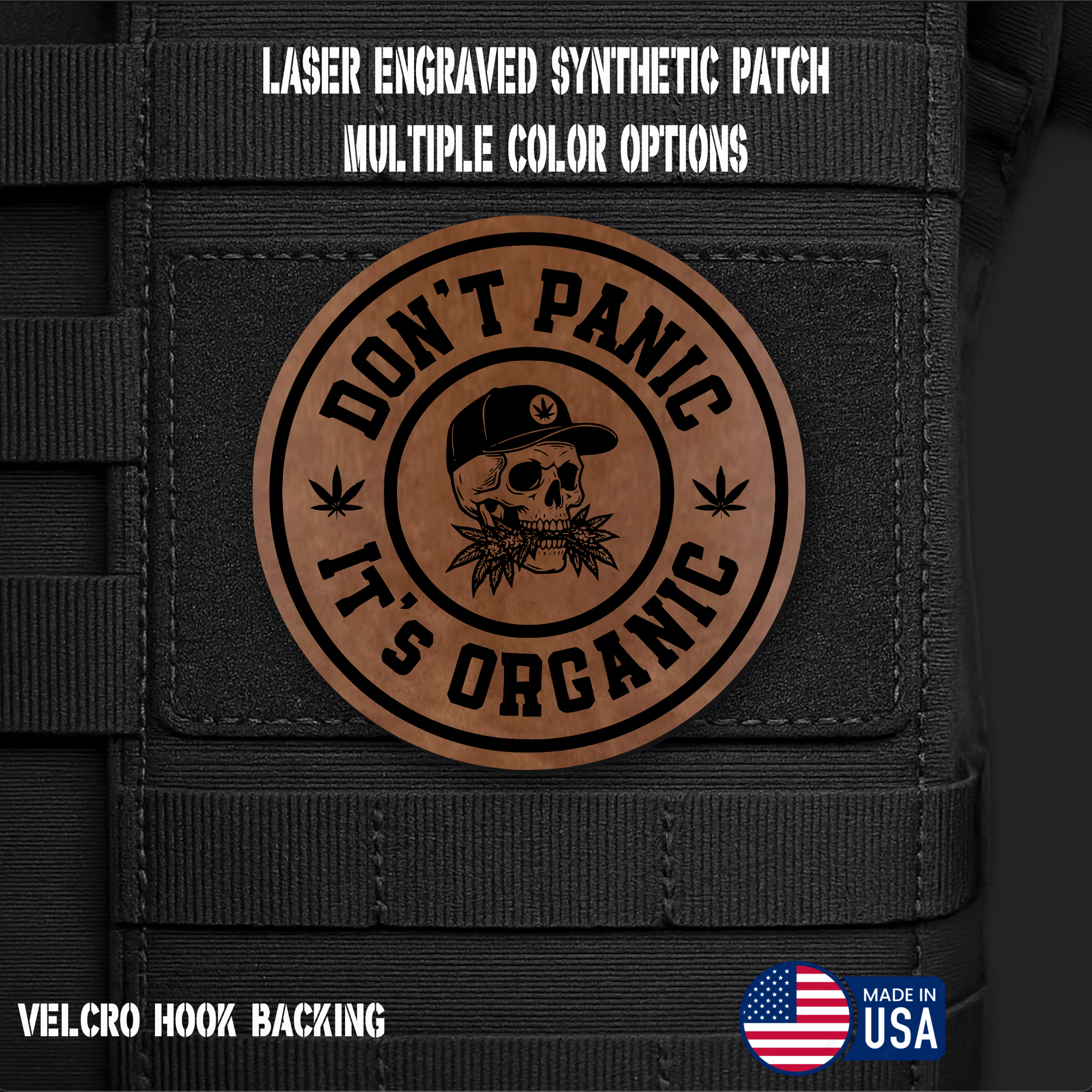 Don't Panic It's Organic Funny Morale Patch | Made in USA | VELCRO® Brand Hook Backing