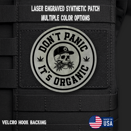 Don't Panic It's Organic Funny Morale Patch | Made in USA | VELCRO® Brand Hook Backing