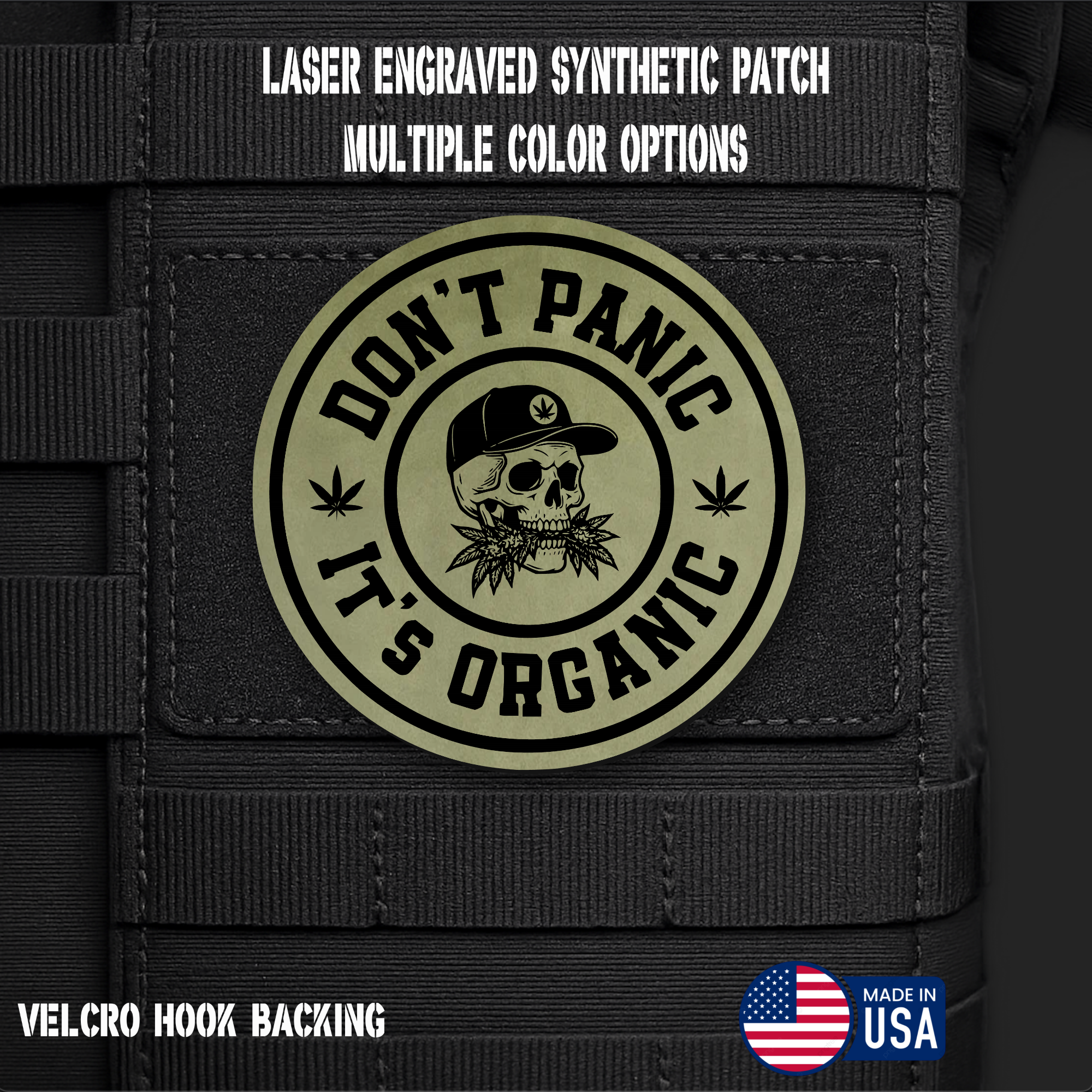 Don't Panic It's Organic Funny Morale Patch | Made in USA | VELCRO® Brand Hook Backing