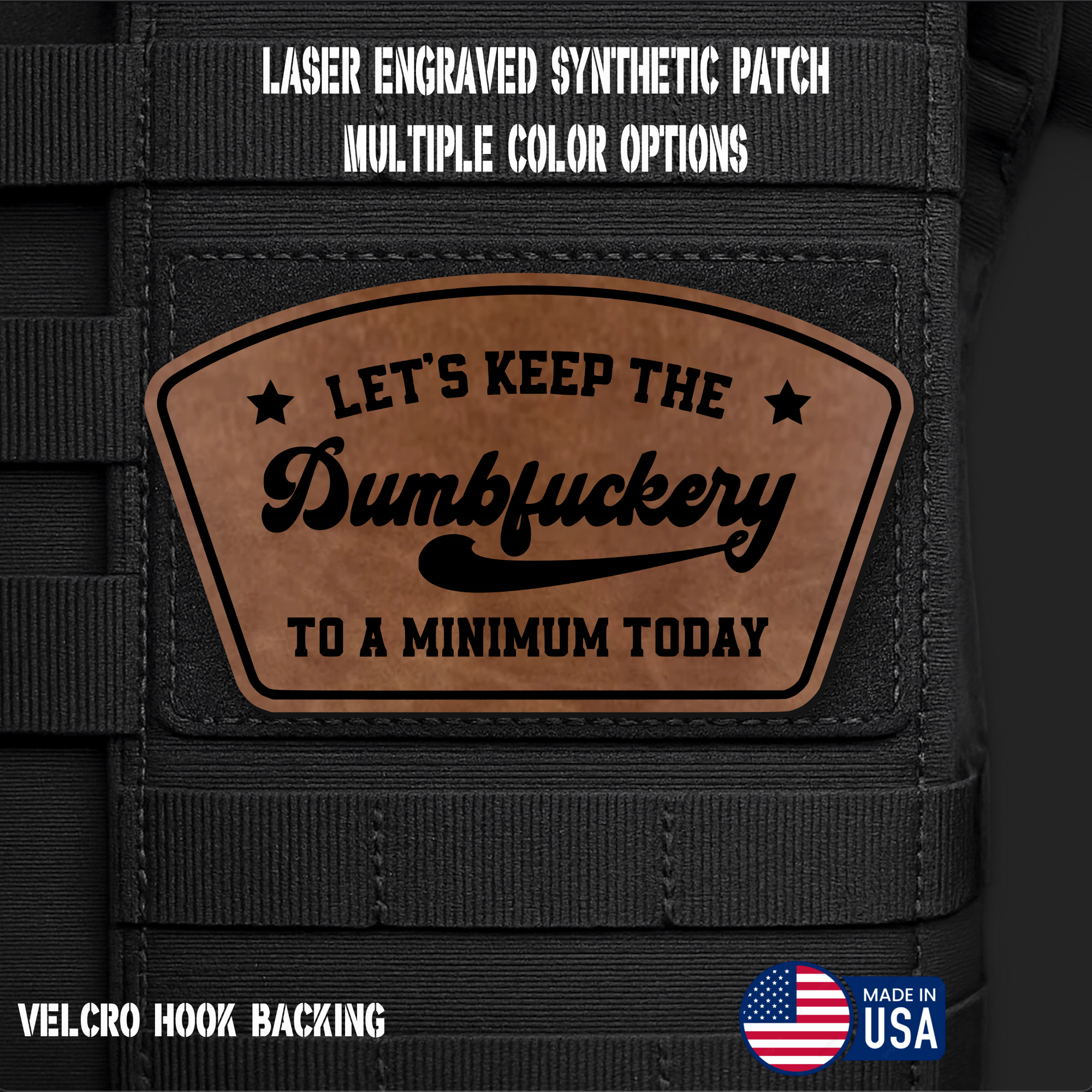 Let's Keep the Dumbfuckery to a Minimum Funny Morale Patch | Made in USA | VELCRO® Brand Hook Backing