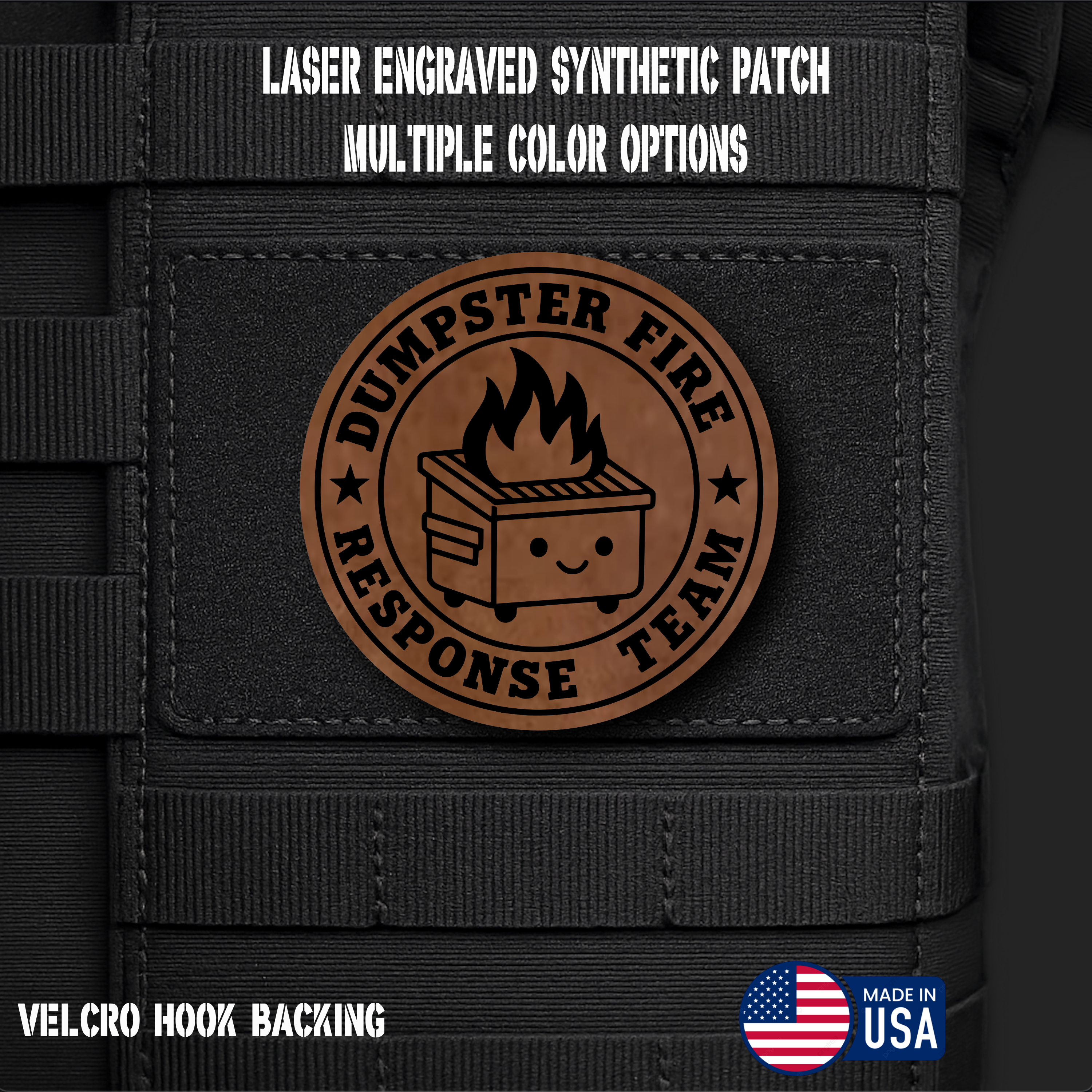 Dumpster Fire Response Team Funny Morale Patch | Made in USA | VELCRO® Brand Hook Backing