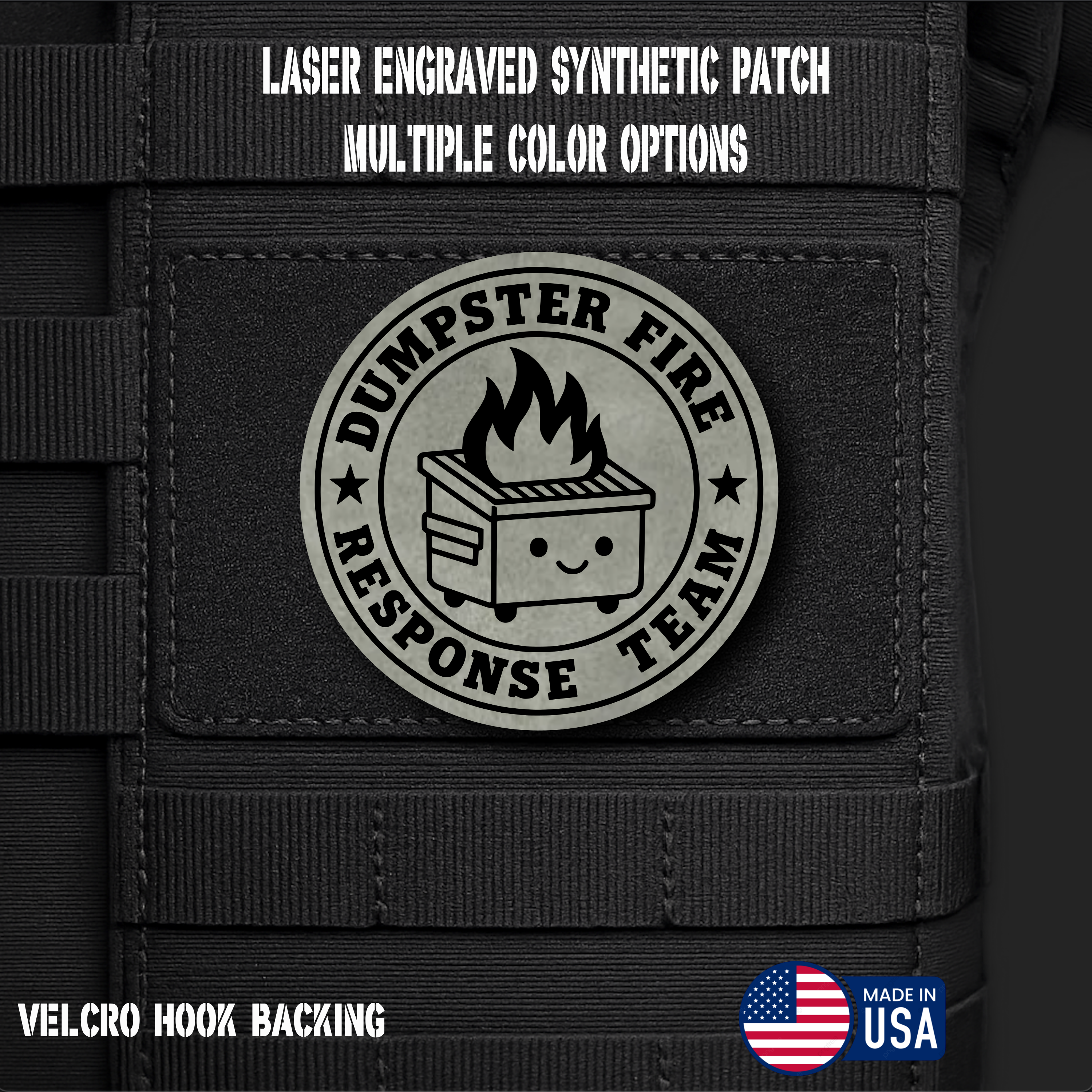 Dumpster Fire Response Team Funny Morale Patch | Made in USA | VELCRO® Brand Hook Backing