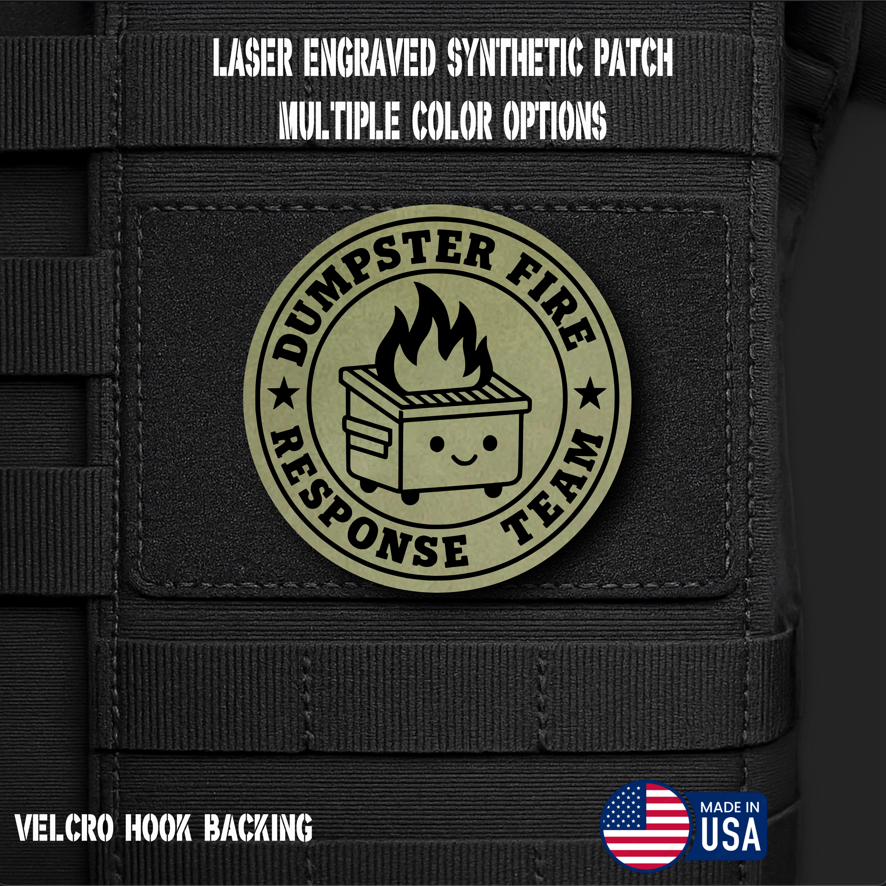 Dumpster Fire Response Team Funny Morale Patch | Made in USA | VELCRO® Brand Hook Backing