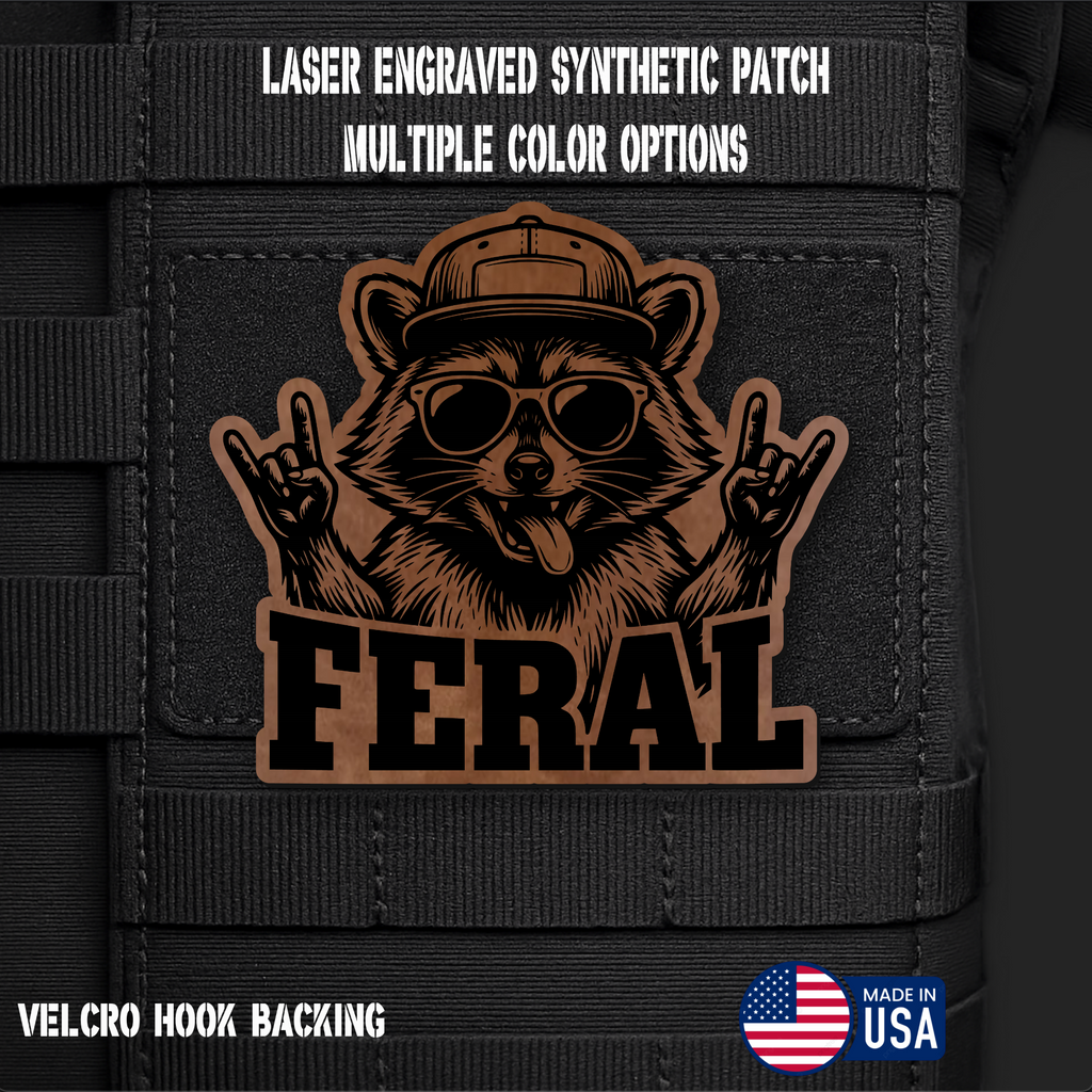 Feral Raccoon Funny Morale Patch | Made in USA | VELCRO® Brand Hook Backing