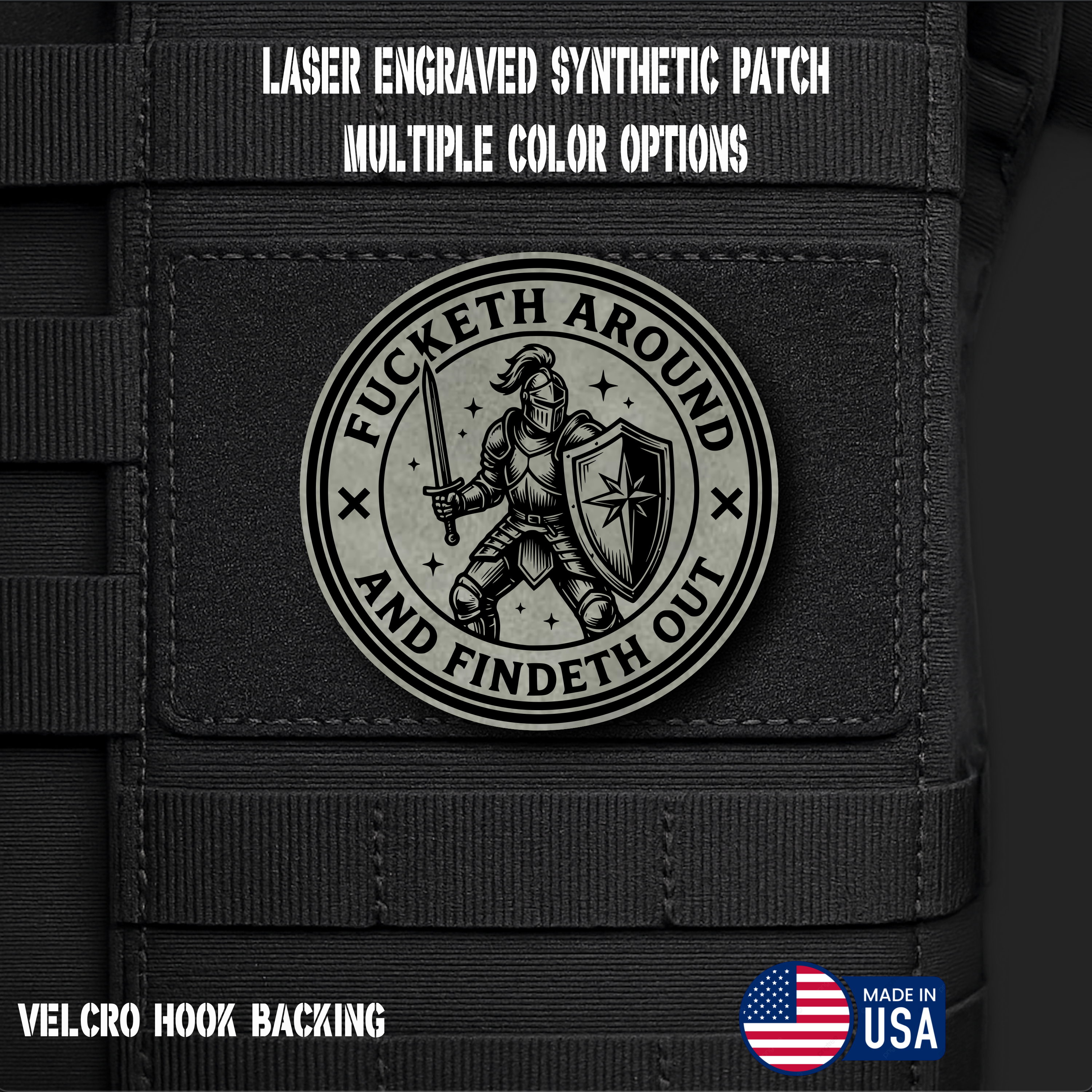 Fucketh Around & Findeth Out Funny Morale Patch | Made in USA | VELCRO® Brand Hook Backing
