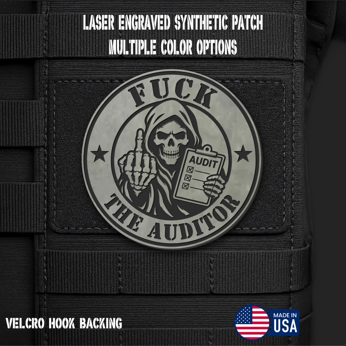 Fuck the Auditor Funny Morale Patch | Made in USA | VELCRO® Brand Hook Backing