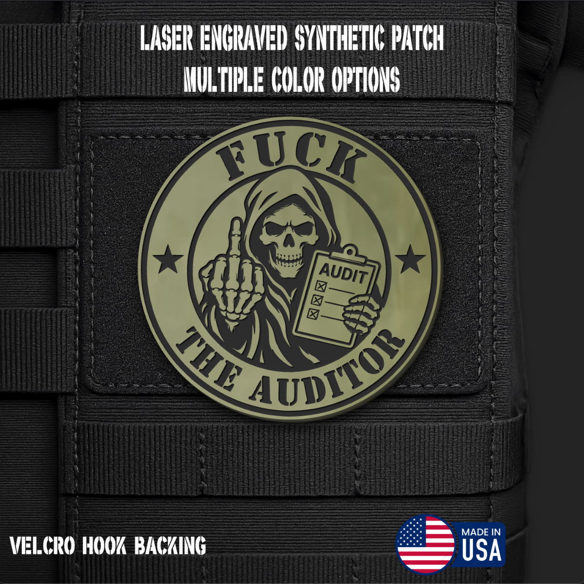 Fuck the Auditor Funny Morale Patch | Made in USA | VELCRO® Brand Hook Backing