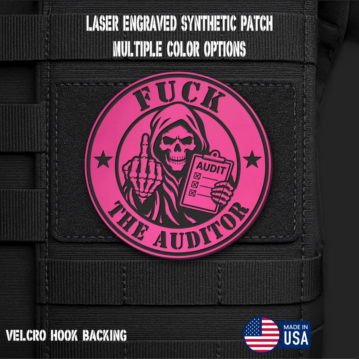 Fuck the Auditor Funny Morale Patch | Made in USA | VELCRO® Brand Hook Backing
