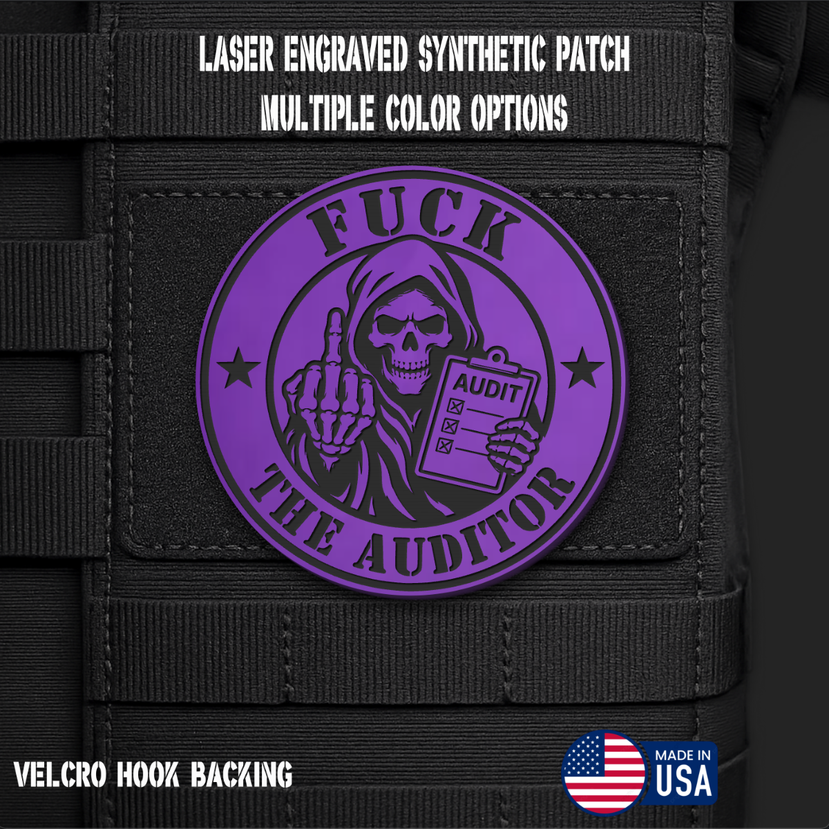 Fuck the Auditor Funny Morale Patch | Made in USA | VELCRO® Brand Hook Backing