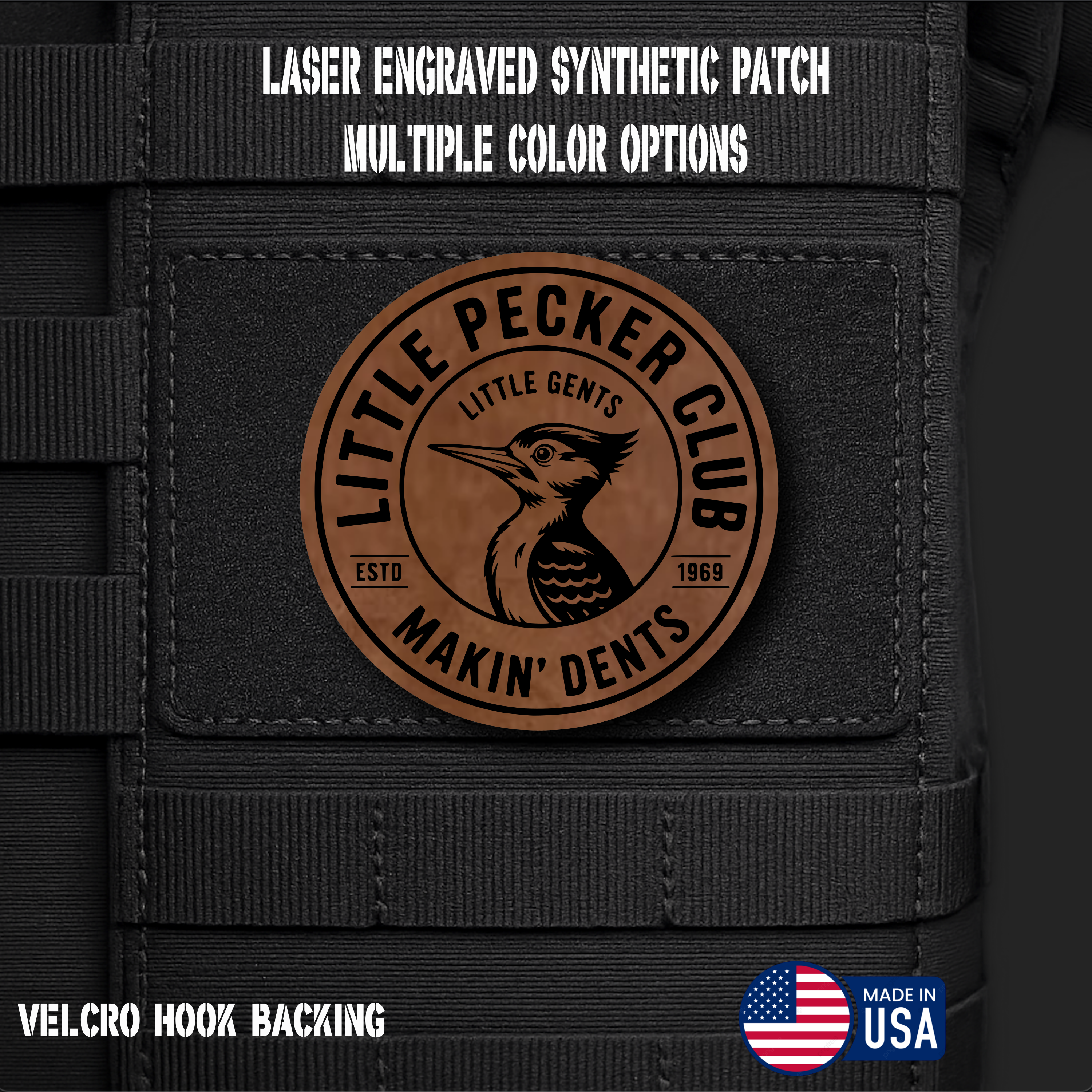 Little Pecker Club Funny Morale Patch | Made in USA | VELCRO® Brand Hook Backing