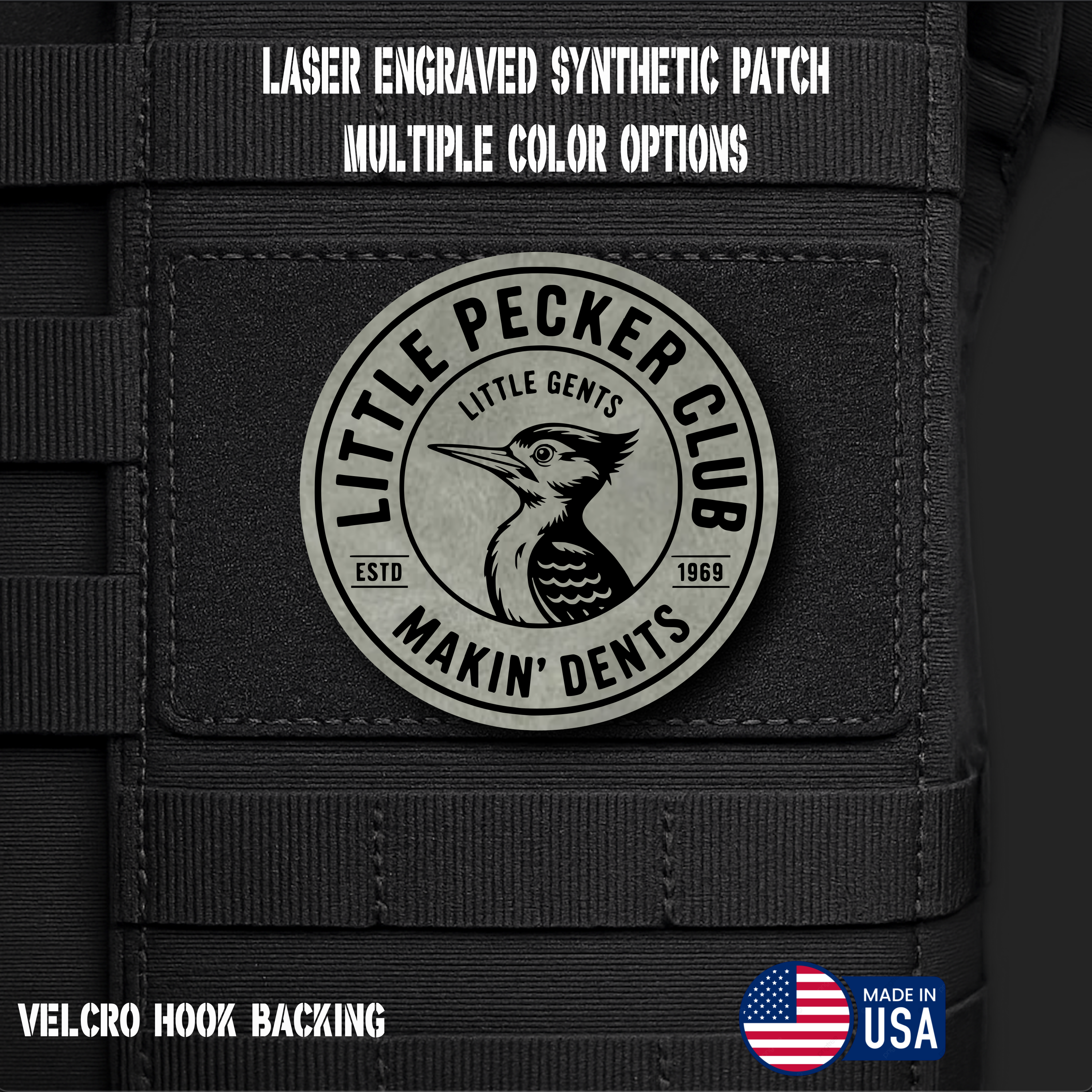 Little Pecker Club Funny Morale Patch | Made in USA | VELCRO® Brand Hook Backing