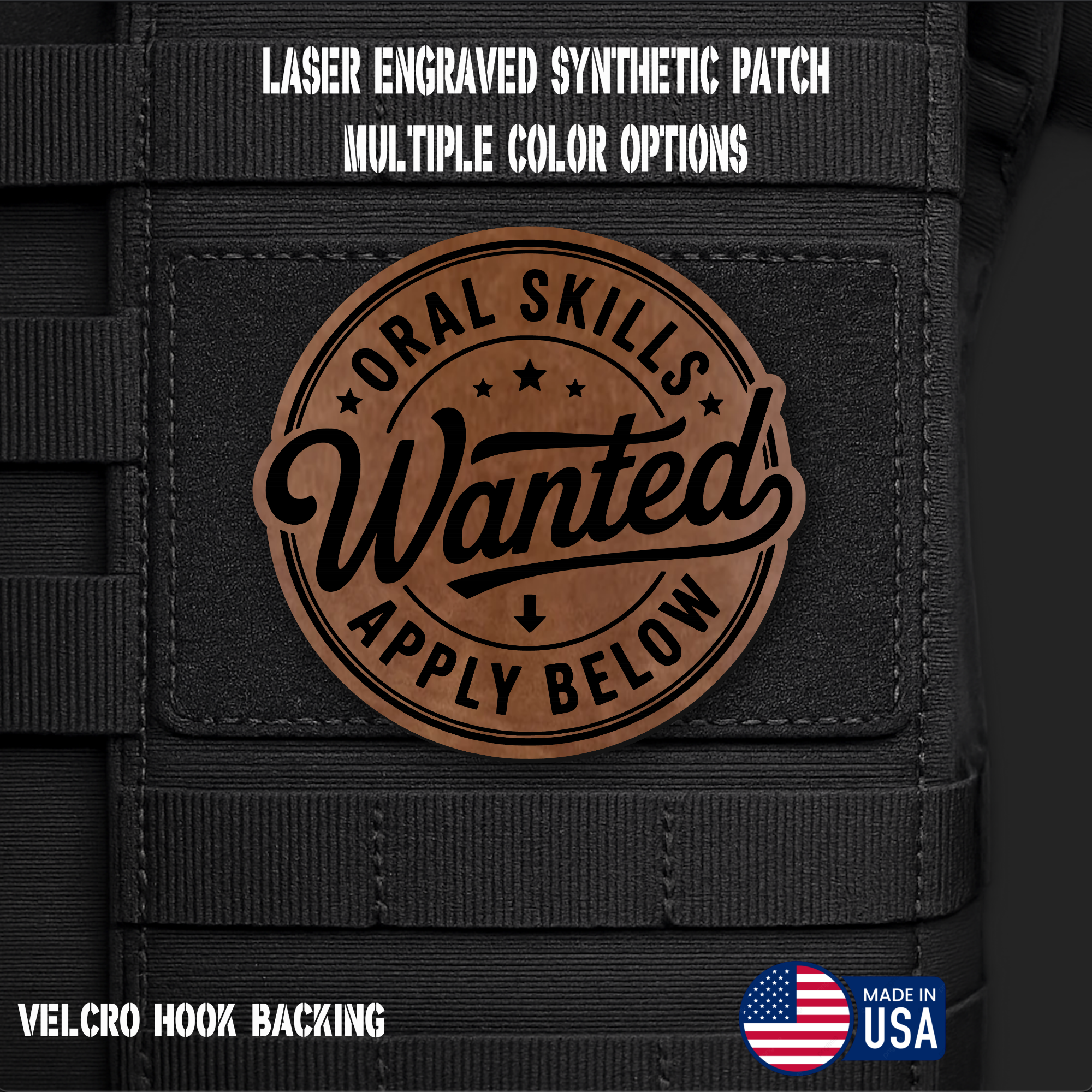 Oral Skills Wanted Morale Patch Funny Morale Patch | Made in USA | VELCRO® Brand Hook Backing