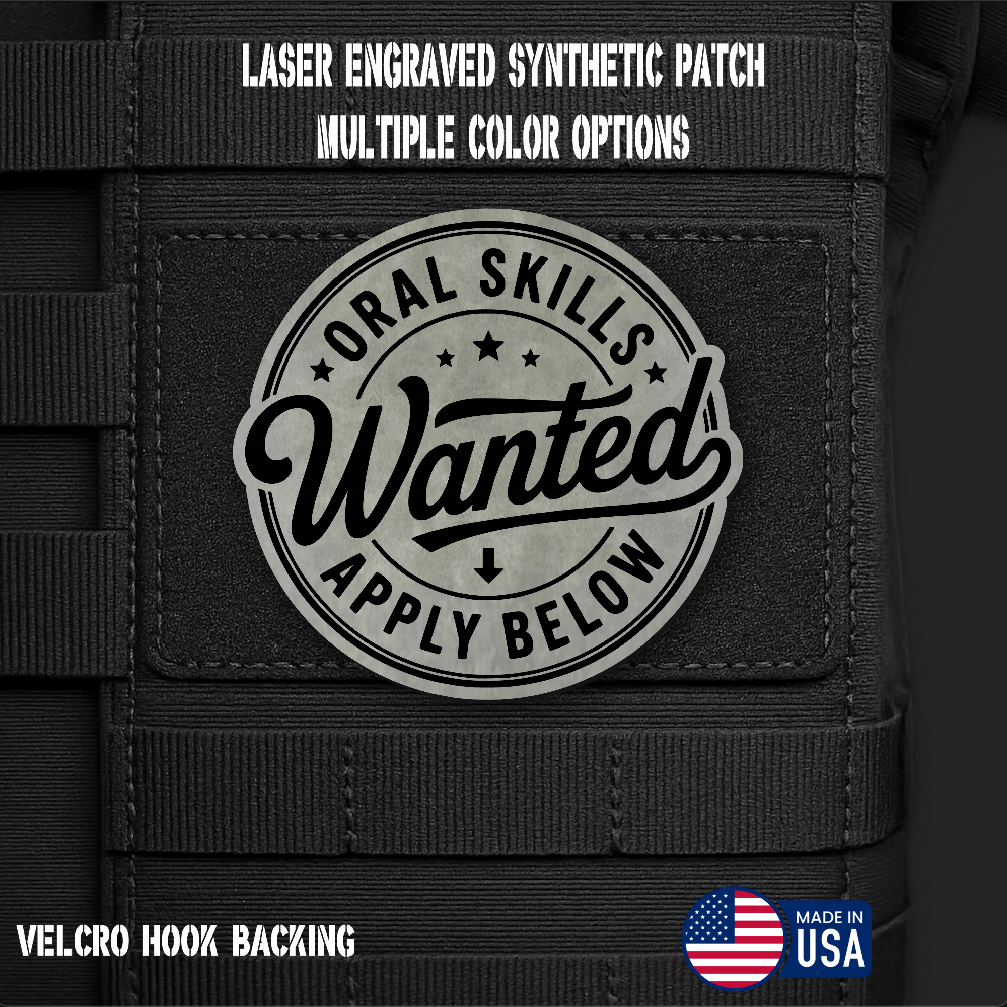 Oral Skills Wanted Morale Patch Funny Morale Patch | Made in USA | VELCRO® Brand Hook Backing
