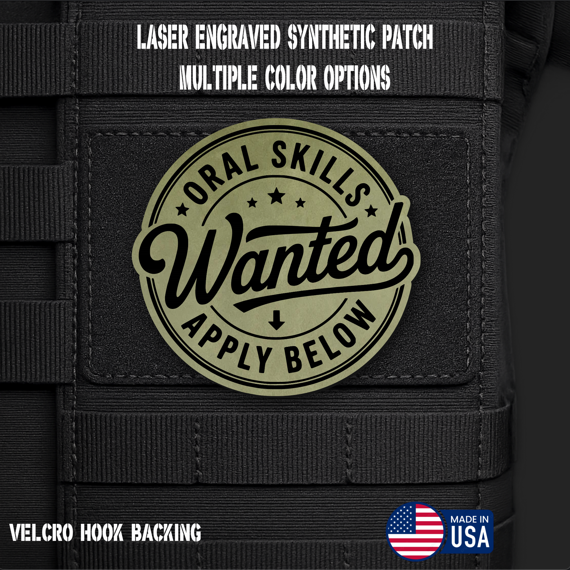 Oral Skills Wanted Morale Patch Funny Morale Patch | Made in USA | VELCRO® Brand Hook Backing