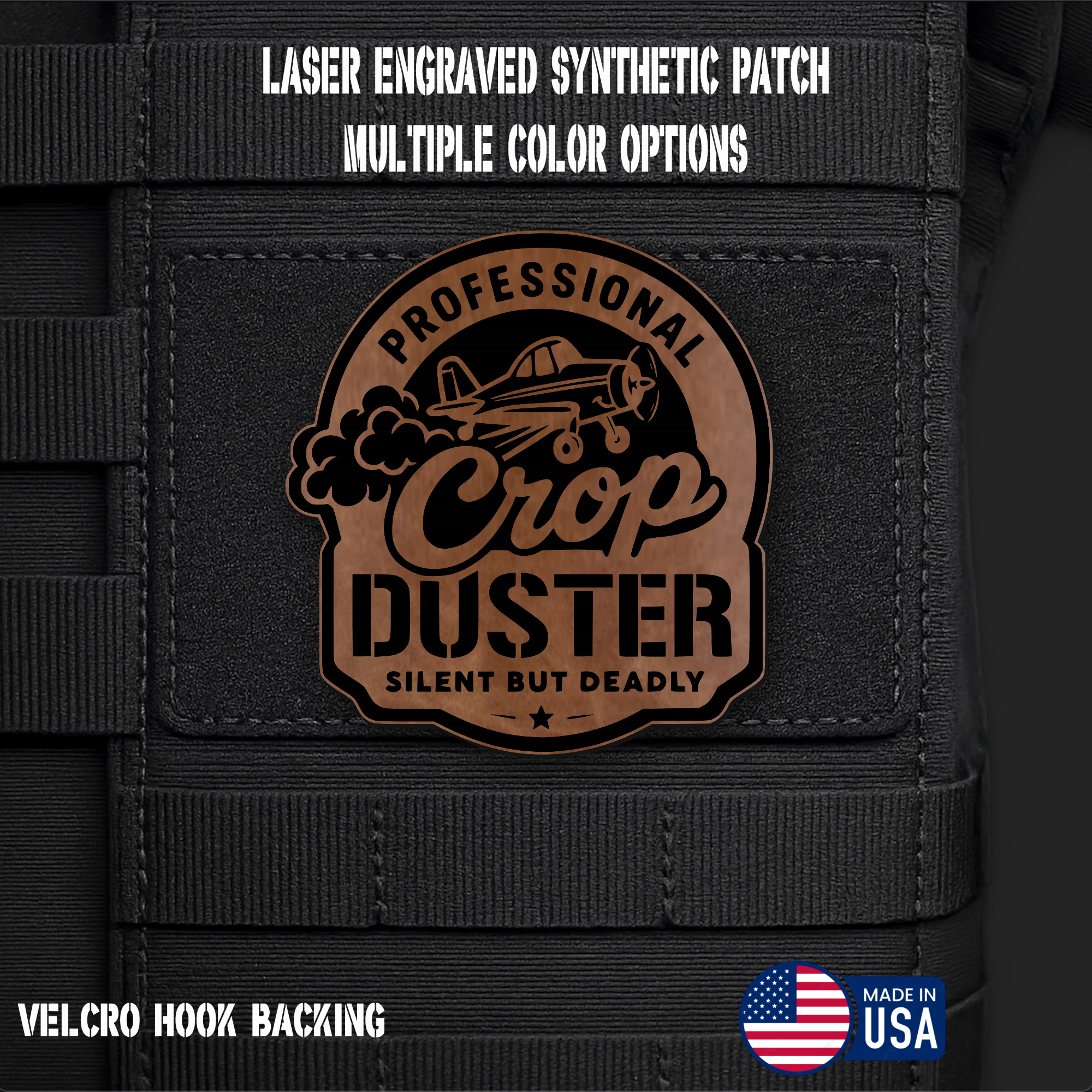 Professional Crop Duster (Option 1) Funny Morale Patch | Made in USA | VELCRO® Brand Hook Backing