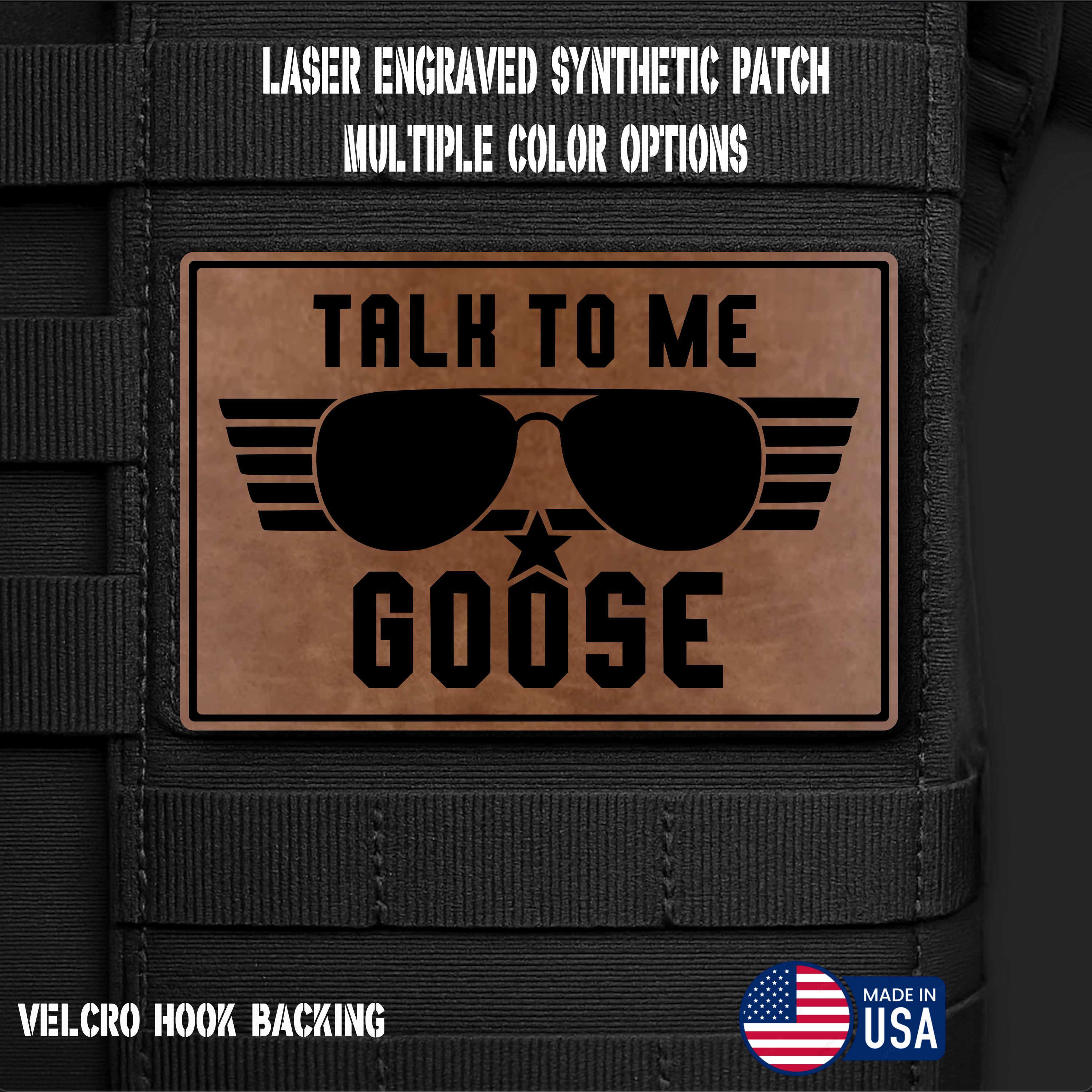 Talk to Me Goose Funny Morale Patch | Made in USA | VELCRO® Brand Hook Backing