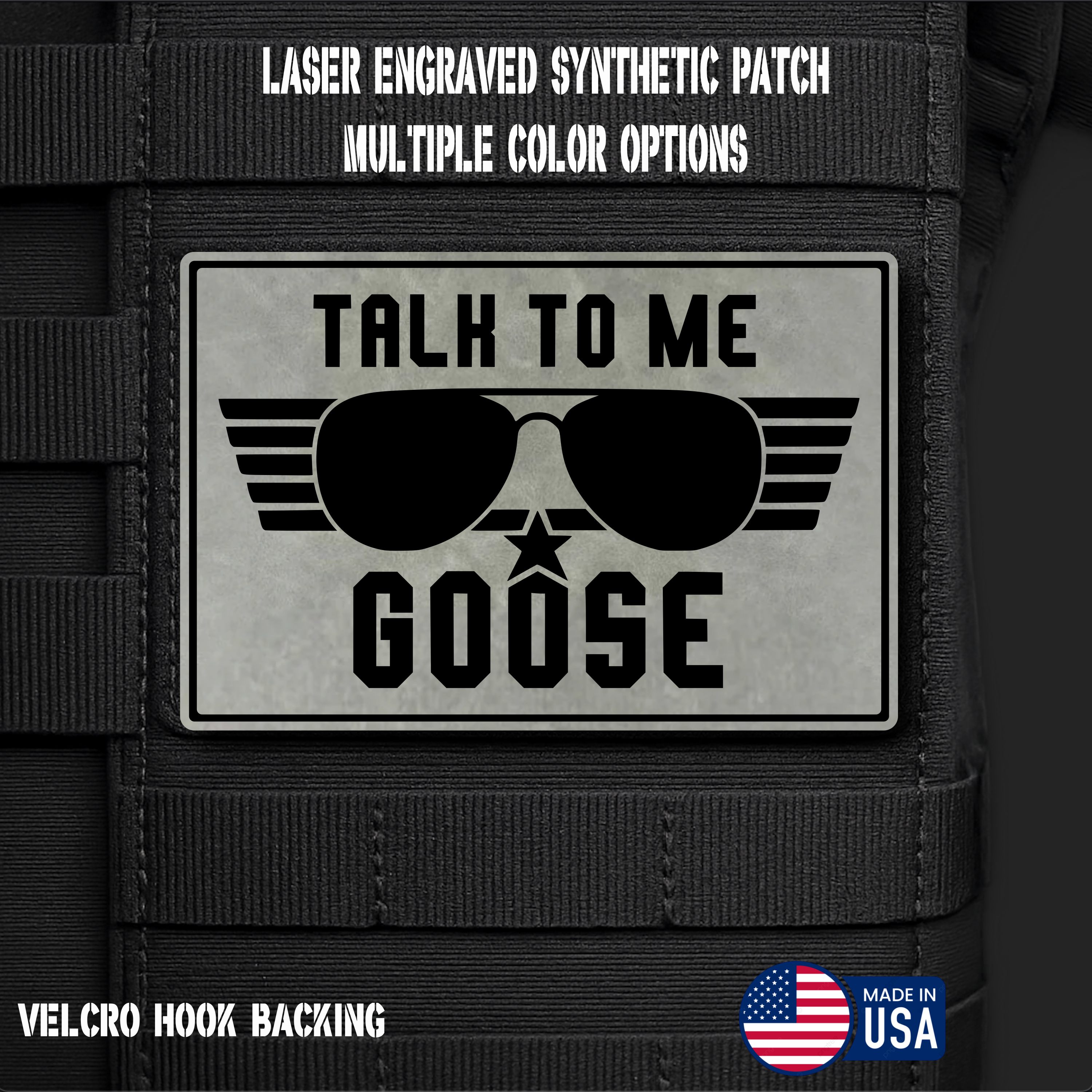 Talk to Me Goose Funny Morale Patch | Made in USA | VELCRO® Brand Hook Backing