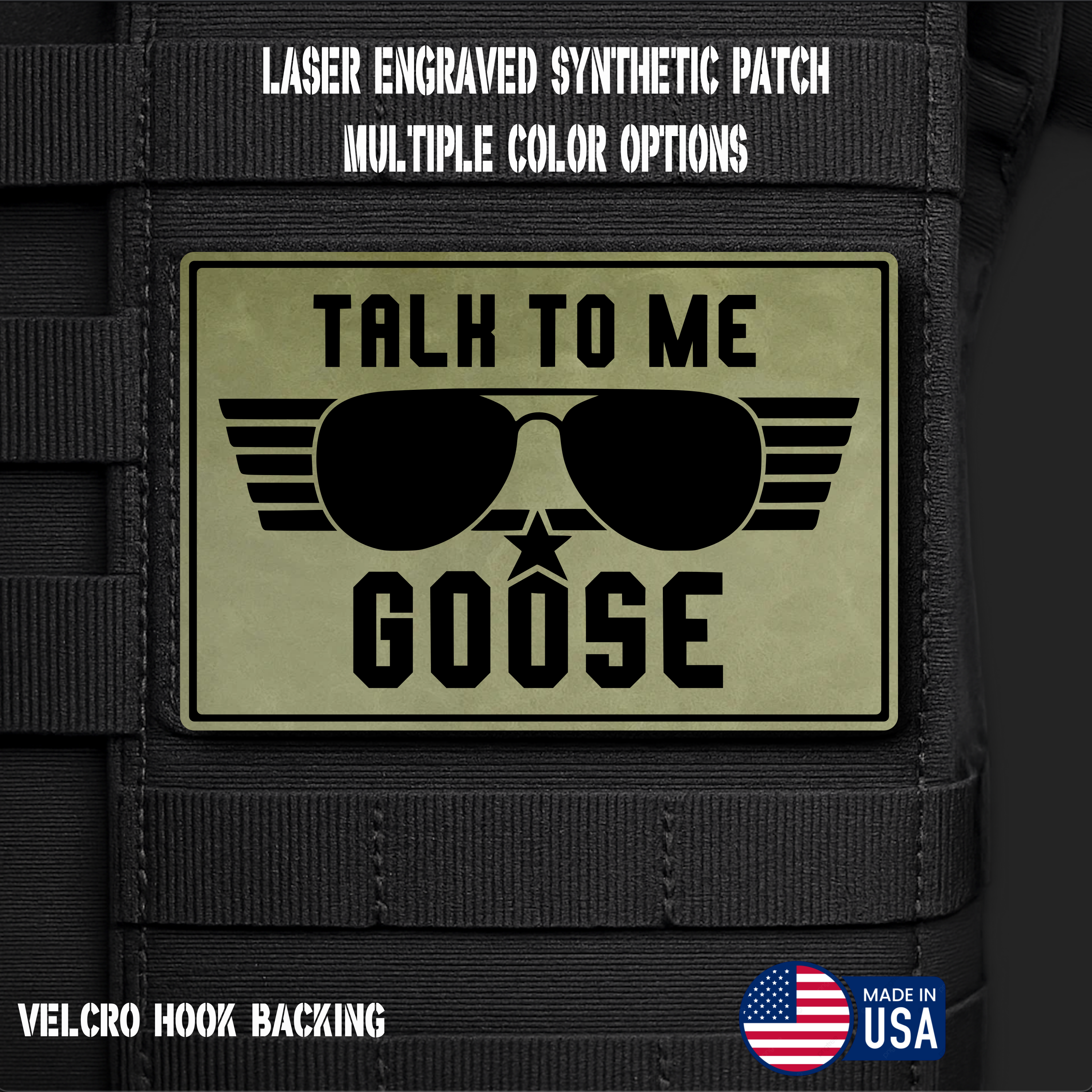 Talk to Me Goose Funny Morale Patch | Made in USA | VELCRO® Brand Hook Backing