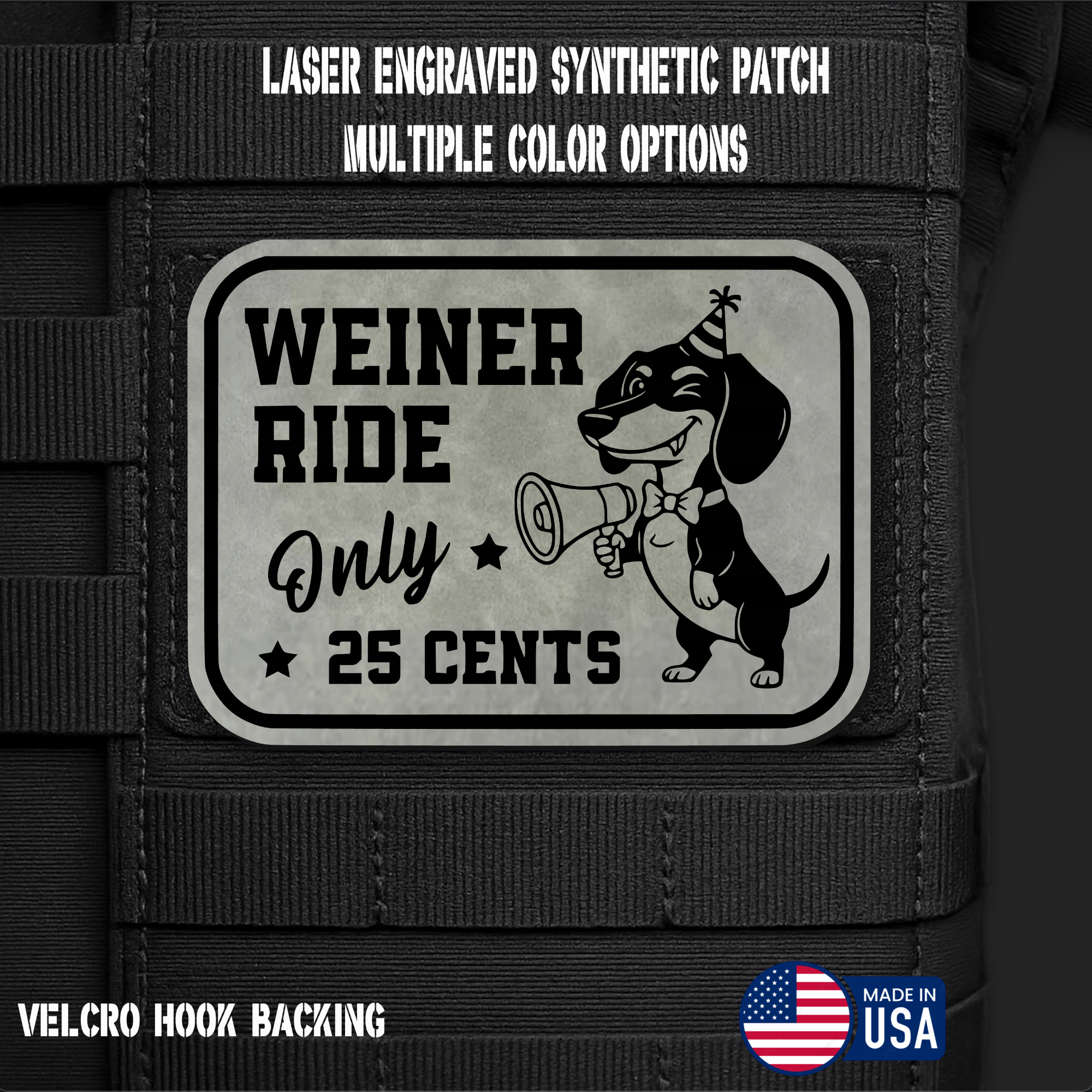 Weiner Ride (Option 2) Funny Morale Patch | Made in USA | VELCRO® Brand Hook Backing